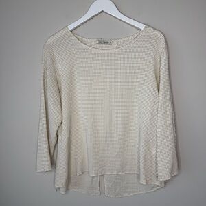 Cut loose | Gingham Split Back Woven Blouse Size Small Cream White